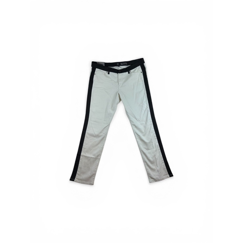 NY&C Skinny Jeans Y2K Women's 14 White Black Waist Low Rise Stretch NWT‎